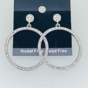 Circle Rhinestone Silvery Earrings for Women